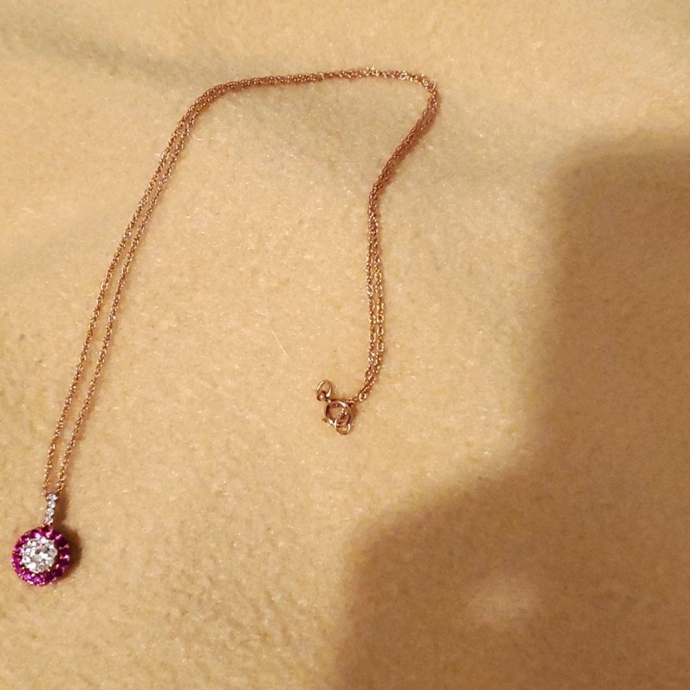 Ruby and white sapphire necklace